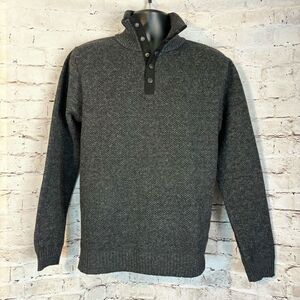 Buffalo David Bitton Weebery Button Neck Fleece Lined Elbow Patch Sweater Gray S